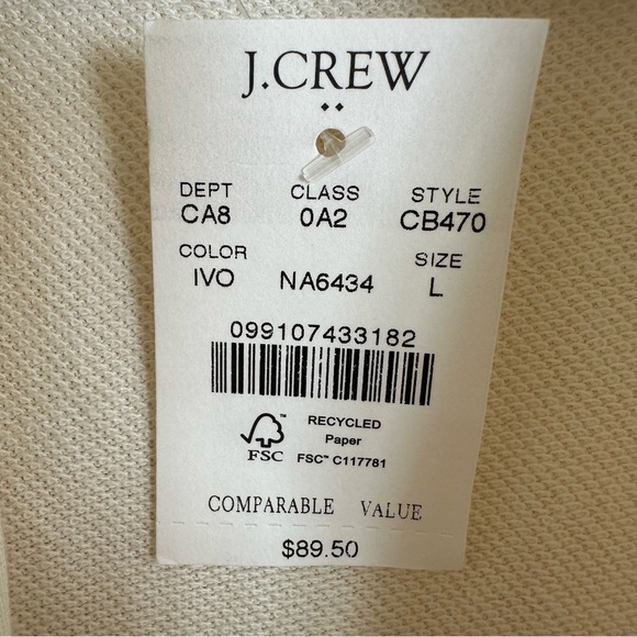 NWT J Crew Factory size Large Cream Modal Knit Open Front Wrap Cardigan Work New - Picture 6 of 9